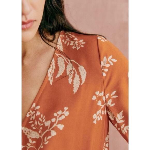 Sezane Floral Jumpsuit in Rust and Cream - Picture 2 of 10